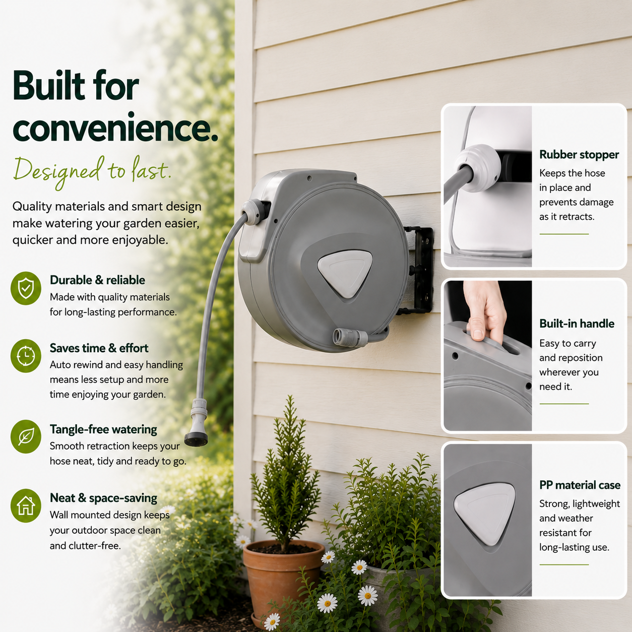 TasmanLush™ Retractable Garden Hose Reel