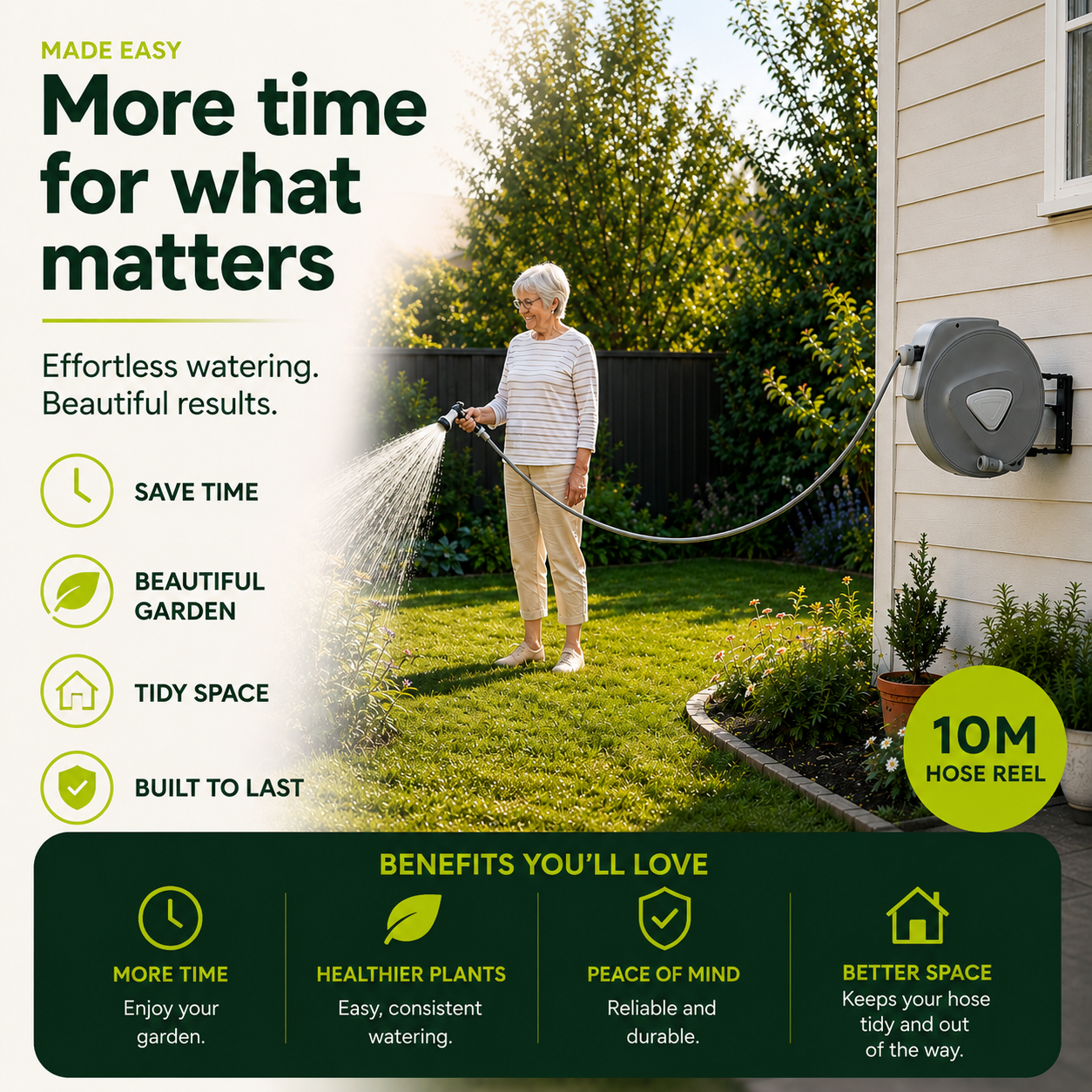 TasmanLush™ Retractable Garden Hose Reel